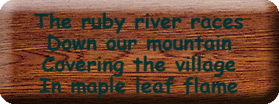 The ruby river races Down our mountain Covering the village In maple leaf flame